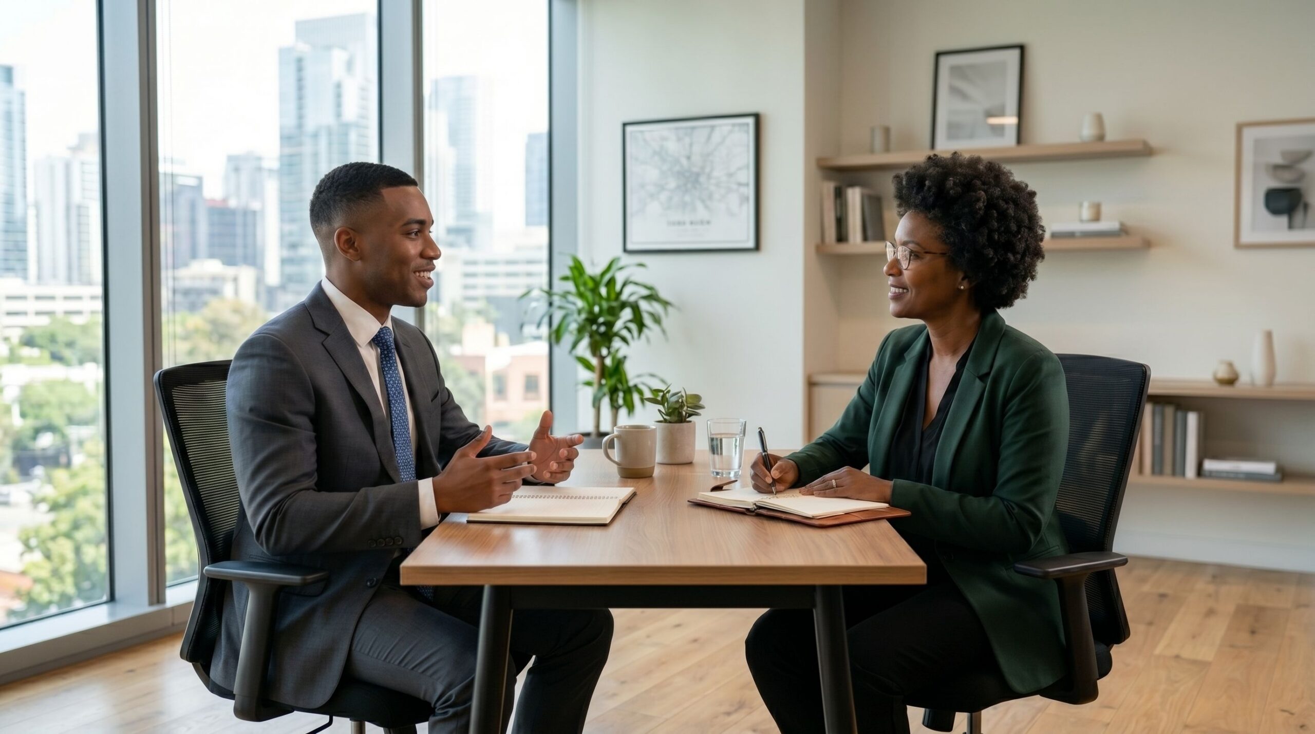 African professional in a meeting